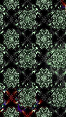 Siyah renkli siyah papatya deseni. Raster illüstrasyonu. Siyah renklerde.