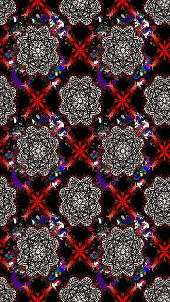 Siyah renkli bitkilerden oluşan parlak çiçekli çizim deseni.