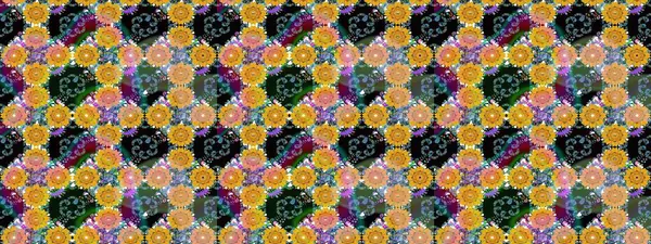 Çiçek ve yapraklı karalama şeklinde Raster çiçek deseni. Sarı ve mavi renklerde bahar çiçekleri. Raster illüstrasyonu.