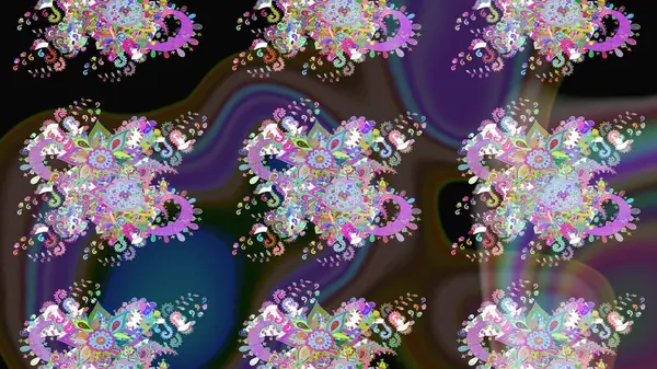 Kahverengi ve mor renkli şirin çiçekler. Raster illüstrasyonu. Küçük çiçekli basit, dikişsiz desen. Moda baskısı, albüm, ambalaj kağıdı, duvar kağıdı için zarif dekoratif süslemeler..