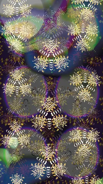 Miles Fleur, süslü püslü bir süs. Tomurcukları papatya çiçekleri olan sevimli bir çiçek deseni. Eski usul. Kumaş, tekstil, duvar kağıdı baskısı için. Raster illüstrasyonu. Taslak arkaplan.