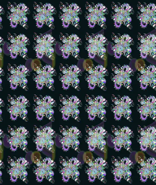 Çiçekler suluboya eskiz deseni. Raster Stili kumaş deseni.