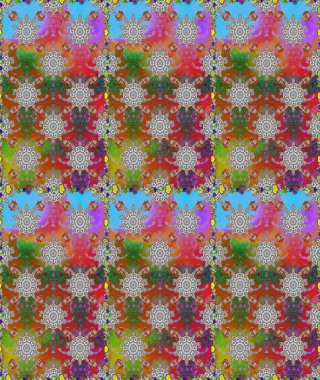 Raster çiçekleri klasik tarzda çizilmiş. Çiçekli, pürüzsüz bir desen. Gri ve kahverengi renklerde bahar çiçekleri. Raster illüstrasyonu.