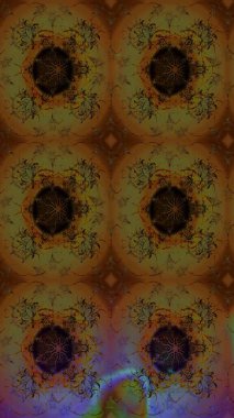 Vadinin çiçekleri kahverengi renklerde. Çiçekler. Soyut etnik raster çizim kalıbı.