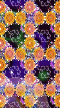 Küçük çiçekli basit bir çiçek çizimi. Turuncu renkte şirin çiçekler. Moda baskısı, albüm, ambalaj kağıdı ve duvar kağıdı için zarif dekoratif süslemeler. Raster illüstrasyonu.