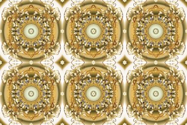 Davetiyeler, kartlar, web sayfası için Raster illüstrasyon. Doğu tarzı element. Çizgi sanatı tasarım şablonu için kusursuz sınır. Altın desenli çiçek dekoru. Bej, nötr kahverengi renkte altın element.