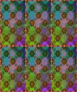 Elle çizilmiş çiçek deseni (fayans). Şirin çiçekli, desensiz, yeşil ve kahverengi renkli. Tekstil için suluboya desensiz.