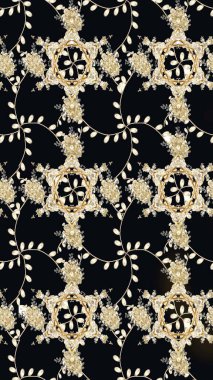 Siyah renkte güzel çiçekler, suluboya desenli, duvar kağıdı, kart ya da kumaş için fayanslı eskizler. Raster..