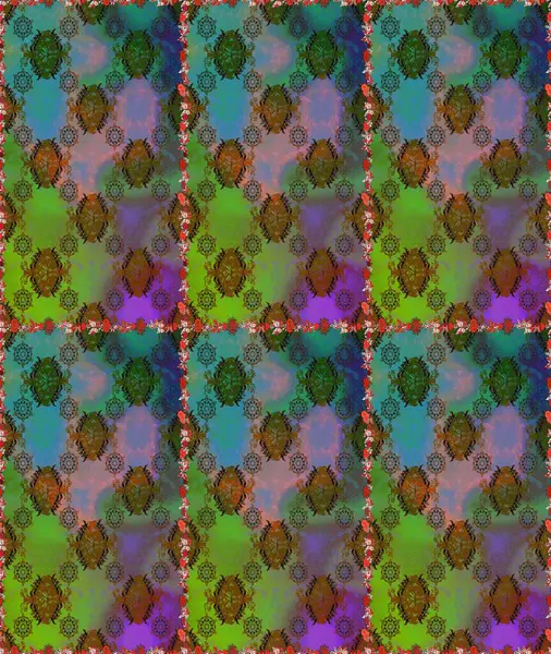 Elle çizilmiş çiçek deseni (fayans). Şirin çiçekli, desensiz, yeşil ve kahverengi renkli. Tekstil için suluboya desensiz.