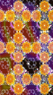 Raster Illustrasyon 'daki Çiçek Deseni' nin son moda çizimi. Güzel kumaş deseni. Renkli Yaz Temalı eskiz kalıbı. Düz Çiçek Elementleri Tasarımı.