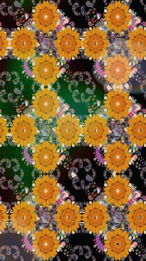 Parlak çiçekli kolaj çiçeği sarısı. Çiçekli zambakların eskiz geçmişi. Çiçek tasarımı için inanılmaz kolaj cennet tarzı..