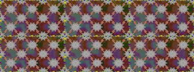 Düz Çiçek Elementleri Tasarımı. Çiçeksel fantezi tasarımı, parlak bir arka planda, kusursuz bir desen. Renkli Bahar Teması Kusursuz Arkaplan.