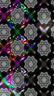 Çiçekli karalama şeklinde Raster çiçek deseni. Yumuşak, bahar çiçekli arka plan. Siyah renkte çiçekler.