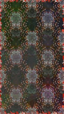 Nazik, narin çiçek arkaplanı. Çiçekli karalama şeklinde Raster çiçek deseni. Gri ve kahverengi renkte çiçekler.