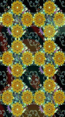 Sarı renkte manzaralı çiçek deseni. Çiçek kompozisyonu, el boyası, hassas şablon. Üst manzara, yumuşak stil. Sevgililer günü ve tebrik kartı konsepti için şık bir davet.