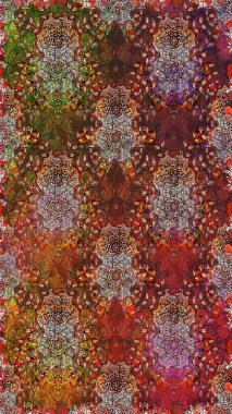 Raster. Kahverengi ve kırmızı renklerde güzel çiçeklerle kusursuz desen, suluboya çiçek deseni, duvar kağıdı, kart veya kumaş için fayanslı.