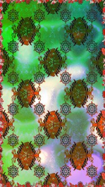 Raster Illustrasyon 'da moda olmayan çiçek deseni. Renkli Yaz Temalı Kusursuz Arkaplan. Düz Çiçek Elementleri Tasarımı. Güzel kumaş deseni.