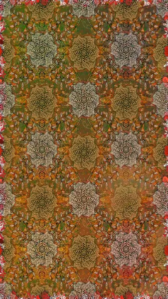 Etnik Mandala süsü. Kızılderili desenli desenli desenli şal deseni. Raster Henna dövme stili. Tekstil, tebrik kartı, boyama kitabı, telefon kılıfı baskısı için kullanılabilir.