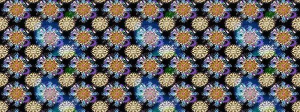 Renkli Bahar Temalı Kusursuz Arkaplan. Raster. Düz Çiçek Elementleri Tasarımı.