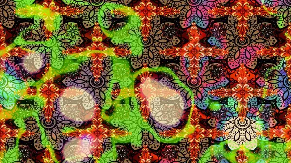 Etnik Mandala havlusu. Raster Henna tarzı. Sınır Kızılderili çiçekli paisley patten. Tebrik kartı geçmişi, boyama kitabı, arkaplan ve tekstil için kullanılabilir. Taslak süsleme izi.