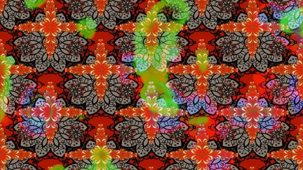 Raster illüstrasyonundaki çiçek desenli çizim. Suluboya tarzında kırmızı renkte çiçekler.