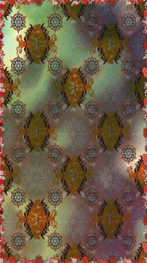 Sınır Kızılderili çiçekli paisley patten. Raster Henna tarzı. Tebrik kartı geçmişi, boyama kitabı, arkaplan ve tekstil için kullanılabilir. Kusursuz süs izi. Etnik Mandala havlusu.