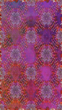 Mor ve kahverengi renkte çiçekler. Düz Çiçek Elementleri Tasarımı. Renkli Yaz Temalı Kusursuz Arkaplan. Çiçekli pürüzsüz retro desen.