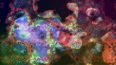 Renkli grunge, soyut arkaplanı colokahverengi çiçeklerle süslüyor. Nakış desenli çiçek deseni. İzler, kumaş, duvar kağıtları, tekstil için raster dokusu.