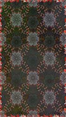 Süslü kumaş deseni. Düz Çiçek Elementleri Tasarımı. Raster illüstrasyonunda kusursuz çiçek deseni. Renkli Bahar Teması Kusursuz Arkaplan.