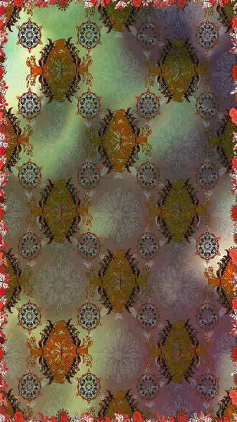 Sınır Kızılderili çiçekli paisley patten. Raster Henna tarzı. Tebrik kartı geçmişi, boyama kitabı, arkaplan ve tekstil için kullanılabilir. Kusursuz süs izi. Etnik Mandala havlusu.