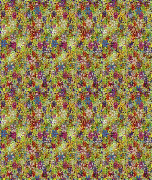 Çiçek ve yapraklı karalama şeklinde Raster çiçek deseni. Yumuşak, yeşil ve kahverengi renklerde bahar çiçekleri. Raster illüstrasyonu.