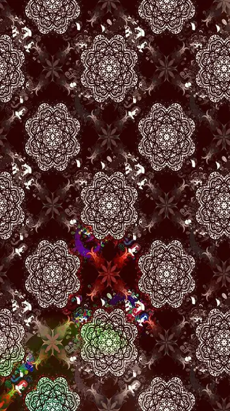 Raster düz çiçek çizim deseni. Hediye ambalaj kağıdı, tebrik kartları, posterler ve pankart tasarımı. Kahverengi renkte çiçekler.