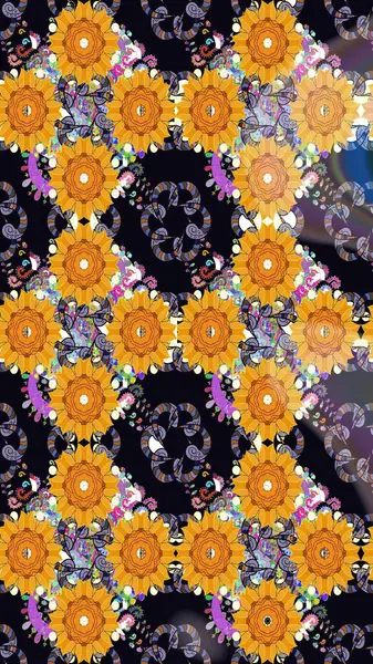 Çiçekli karalama şeklinde Raster çiçek deseni. Yumuşak, bahar çiçekli arka plan. Siyah renkte çiçekler.