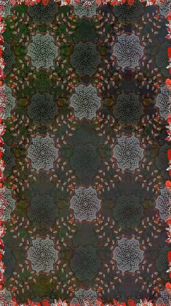 Süslü kumaş deseni. Düz Çiçek Elementleri Tasarımı. Raster illüstrasyonunda kusursuz çiçek deseni. Renkli Bahar Teması Kusursuz Arkaplan.