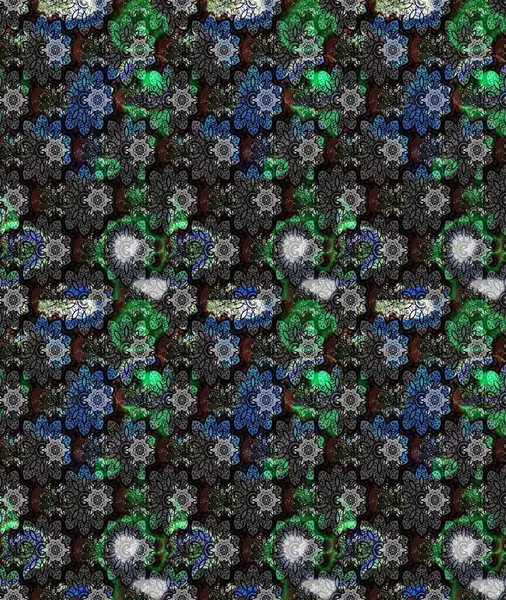 Raster çiçek desenli çiçek deseni, yapraklar, dekoratif elementler, sıçrama, lekeler, el çizimi kontur çizgileri ve Doodle çizim stili, grafik raster çizim çizimi.