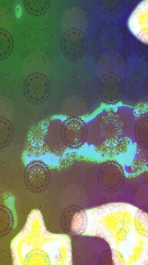 Raster illüstrasyonu. Yumuşak, yeşil renkli bahar çiçekleri. Yaprak ve çiçeklerin suluboya resmi, yeşil renkte çizim deseni.