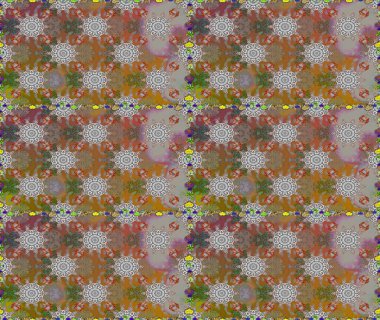 Çiçek ve yapraklı çiçek deseni. Raster illüstrasyonu. Küçük çiçekli şirin desen.