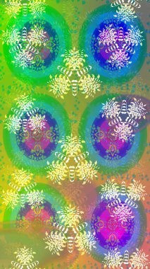 Küçük çiçekli yay deseni çiz. Suluboya tarzında yeşil renkte. Raster illüstrasyonu.