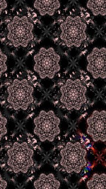 Çiçekli siyah eskiz deseni. Raster çiçek izi. Klasik taslak çizimi. Raster Yumuşak kumaş deseni.