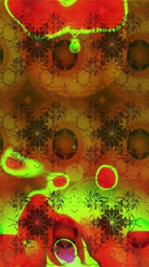 Raster illüstrasyonu. Kahverengi renklerde bahar çiçekleri. Raster çiçek desenli ve çiçekli..