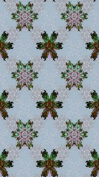 Raster illüstrasyonu. Robot resim. Şirin çiçek elementleri. Mavi renkte çiçekler.