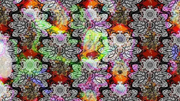 Gri renkli çiçekler. Raster illüstrasyonunda çiçek deseni çizimi.