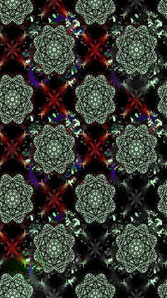 Siyah renkler üzerine çiçek desenli eskiz, el yapımı papatyalar, papatyalar. Tekrarlayan çiçek arkaplanı, zarif siyah çiçekler duvar kağıdı..