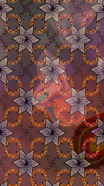 Kahverengi renkli çiçekler. Raster illüstrasyonunda çiçek deseni çizimi.