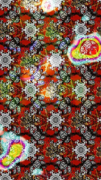 Raster illüstrasyonu. Gri renkli Asya tekstili. Suluboya çiçekli çiçek deseni.