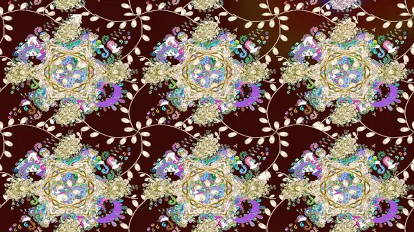 Kıvırcık, parlak örgü. Eski moda arka plan. Çiçek çelengi. Güzel, parlak, pürüzsüz kumaş, tuval. Raster illüstrasyonu. Desen, çizim, çiçek sınırı..