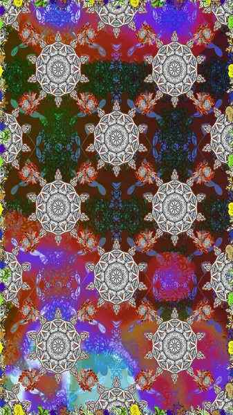 Raster illüstrasyonu. Gri ve kahverengi renklerde güzel çiçekleri ve yaprakları olan pürüzsüz desen, suluboya çiçek deseni, duvar kağıdı, kart ya da kumaş için fayanslı.