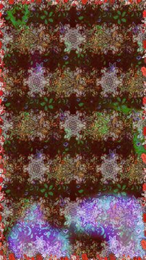 Raster illüstrasyonu. El yapımı çiçek ve bitki koleksiyonu. Şirin karalama çiçekleri olan kusursuz çiçek desenleri. Raster illüstrasyonu. Eskiz tarzı kahverengi renklerde.