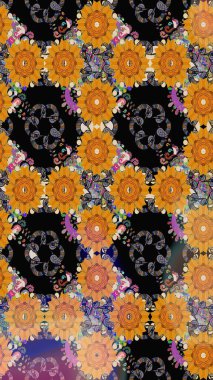 Çiçek arkaplan. - Siyah çiçekler. Çiçek kolajı. Çiçek kompozisyonu. Doğa. Raster deseni. Küçük çiçekte güzel desen var..