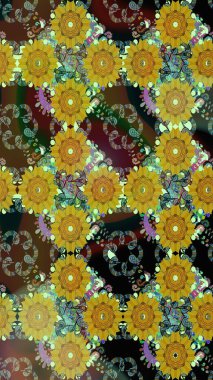 Çiçekli yumuşak bir eskiz şekli. Raster çiçekleri klasik tarzda çizilmiş. Nazikçe, sarı renkte bahar çiçekleri. Raster illüstrasyonu.